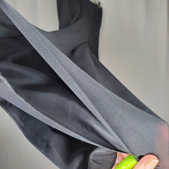 Zola Evening Silk Wide Leg Pants Women 12 Black Chiffon Overlay Romantic Gala - Picture 5 of 11